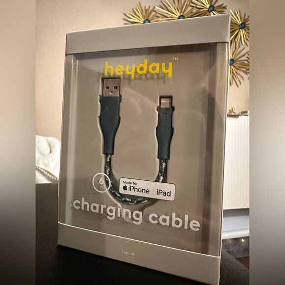 Heyday Round Charging Cable compatible with iPhone to USB-A (Blue) 6 In. - Picture 1 of 12
